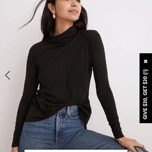 Madewell - Women’s Whisper Cotton Turtleneck - Size Small - Black, Never Worn